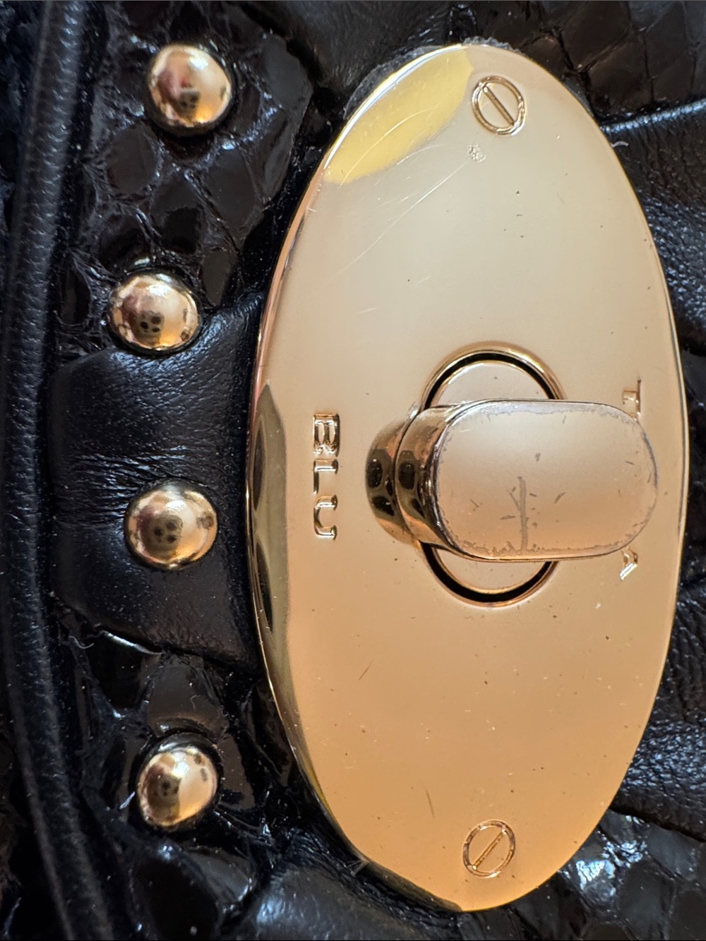 TOSCA BLU Black Shoulder Bag with Gold-Tone Turn Lock